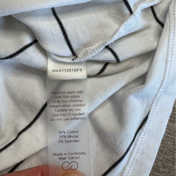 Pair of CALIA Women’s White and White Black Striped Short Sleeve Crew T-Shirts - Picture 4 of 11